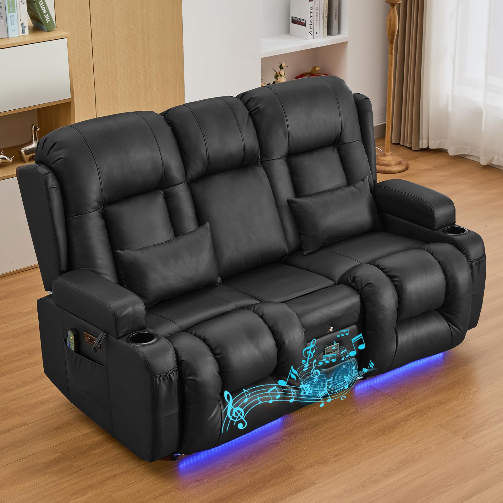 IPKIG 67" Power Reclining Loveseat Sofa, Electric