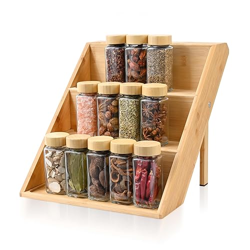 mllusxg Bamboo Spice Rack Organizer for Kitchen Drawer, Cabinet