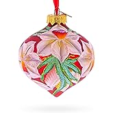 Narcissus Flowers Onion-Shape Finial Glass Christmas Ornament