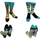 Hyp "Sock Talk Scooby Snacks 2 pack Men's Socks. 2 pair Scooby Doo in Mystery Machine & Scooby Snacks - Bottom Sole Text: I’m Here For The Snacks & If You Can Read This… Men’s Shoe Size 6-12.
