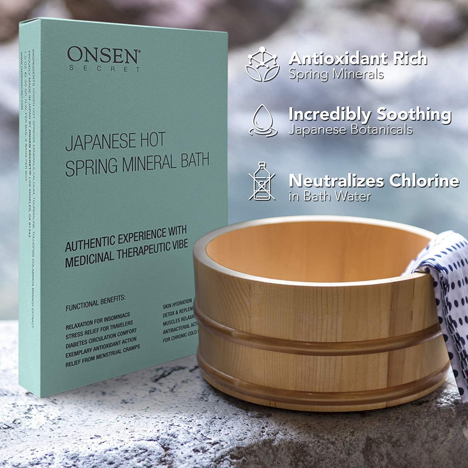 Onsen Secret Japanese Hot-Spring Bath Minerals A Perfect Way to Hydrate & Soothe Your Body Soak in Green Bamboo Extract - Image 4