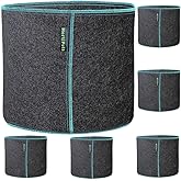 HORTIPOTS Fabric Pots 2 Gallon Non So Floppy Air Pruning Non Woven Black Gray Grow Bags (Pack of 6)