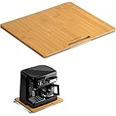 ANBOXIT Bamboo Appliance Slider, Sliding Tray for Coffee Maker, Kitchen Countertop Appliance Rolling Tray, Coffee Pot Slider Tray with Rubber Wheels, Wide - Large (13"D x 16"W)