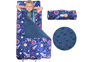 QUYAXOL Toddler Animal Themed nap mat for Daycare, Travel Sleeping Bag, Ages 3-7, with Removable Pillow, Easy to roll up, Easy to Carry, for Boys and Girls, Lightweight, Soft and Comfortable