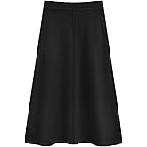 Seta T Women's Sweater Skirt Elastic High Waist Stretchy Ribbed Knit A-Line Midi Skirts Fall Winter Outfits