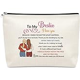 Bestie Gifts for Women Makeup Bag Unique Friendship Gift for Women Best Friend Birthday Gifts for Bestie Soul Sister Friend Cosmetic Bag with Zipper Anniversary Christmas Graduation Gift Travel Pouch