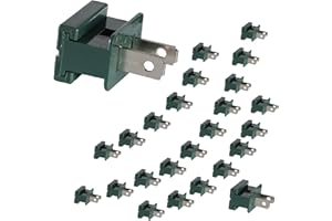 Aniai (25) Pack Vampire Plug, Slip and Slide Plug Add,Extension Cord Ends Male and Female, Replacement Electrical Plug 2 Prong, SPT-1 Wire (spt1 Male, Green)