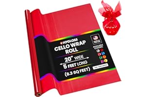 HYGLOSS 7602 Cello Gift Wrap Roll, 20-Inch by 5-Feet, Red