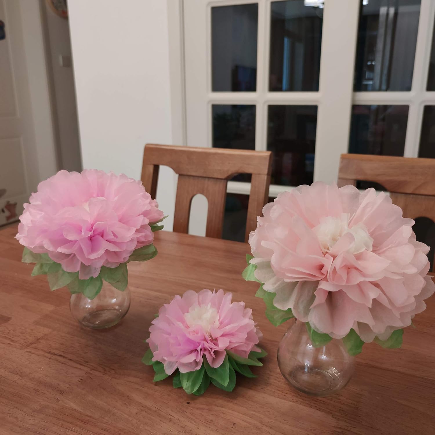 Mybbshower Pinks Flowers Decoration (11''-7'' Assorted) 6 pcs Artificial Tissue Paper Peony Nursery Wall Bridal Shower Centerpiece Baby Girl Birthday Tea Party: Toys & Games