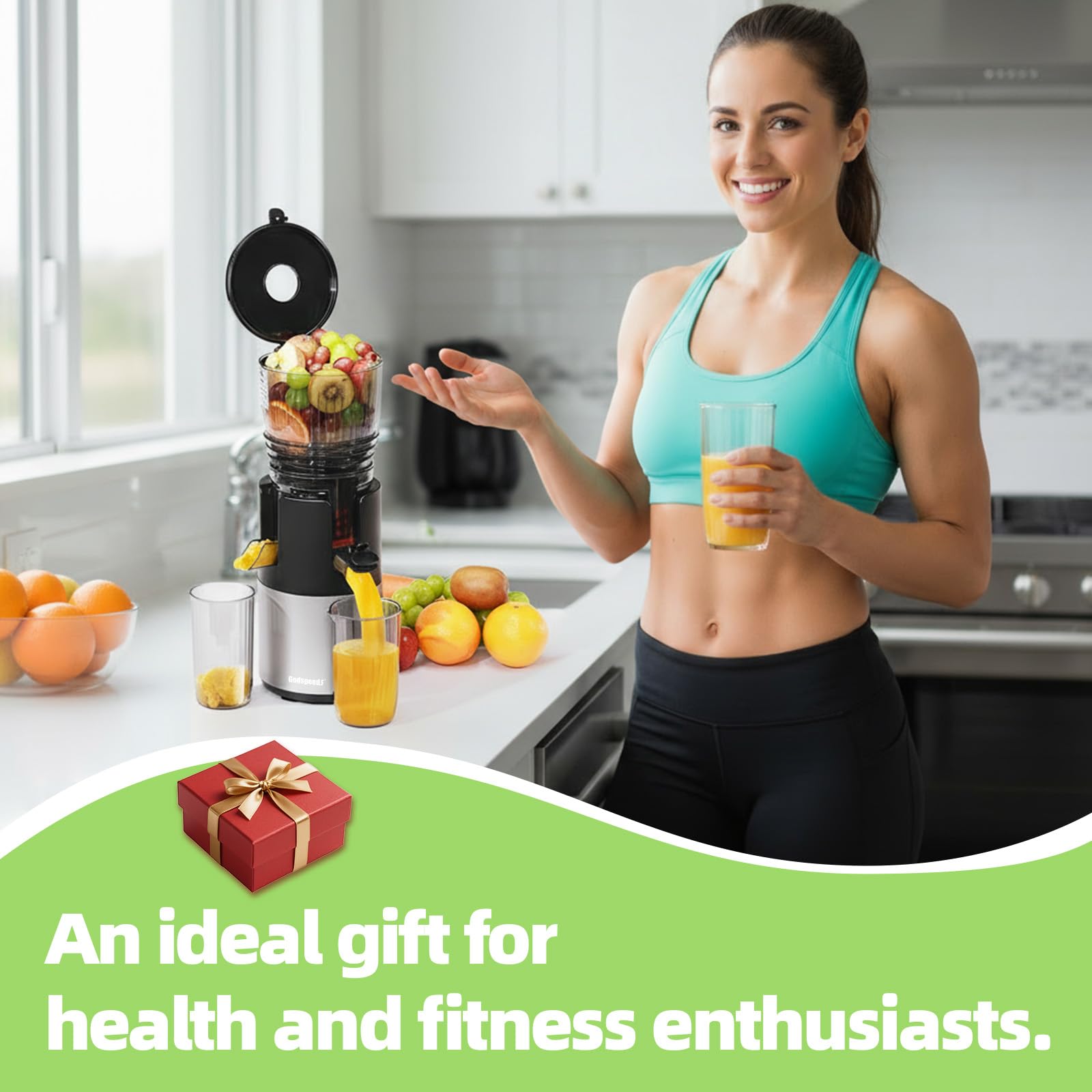 Godspeeds® Cold Press Juicer Machine, Slow Juicer with 5.8