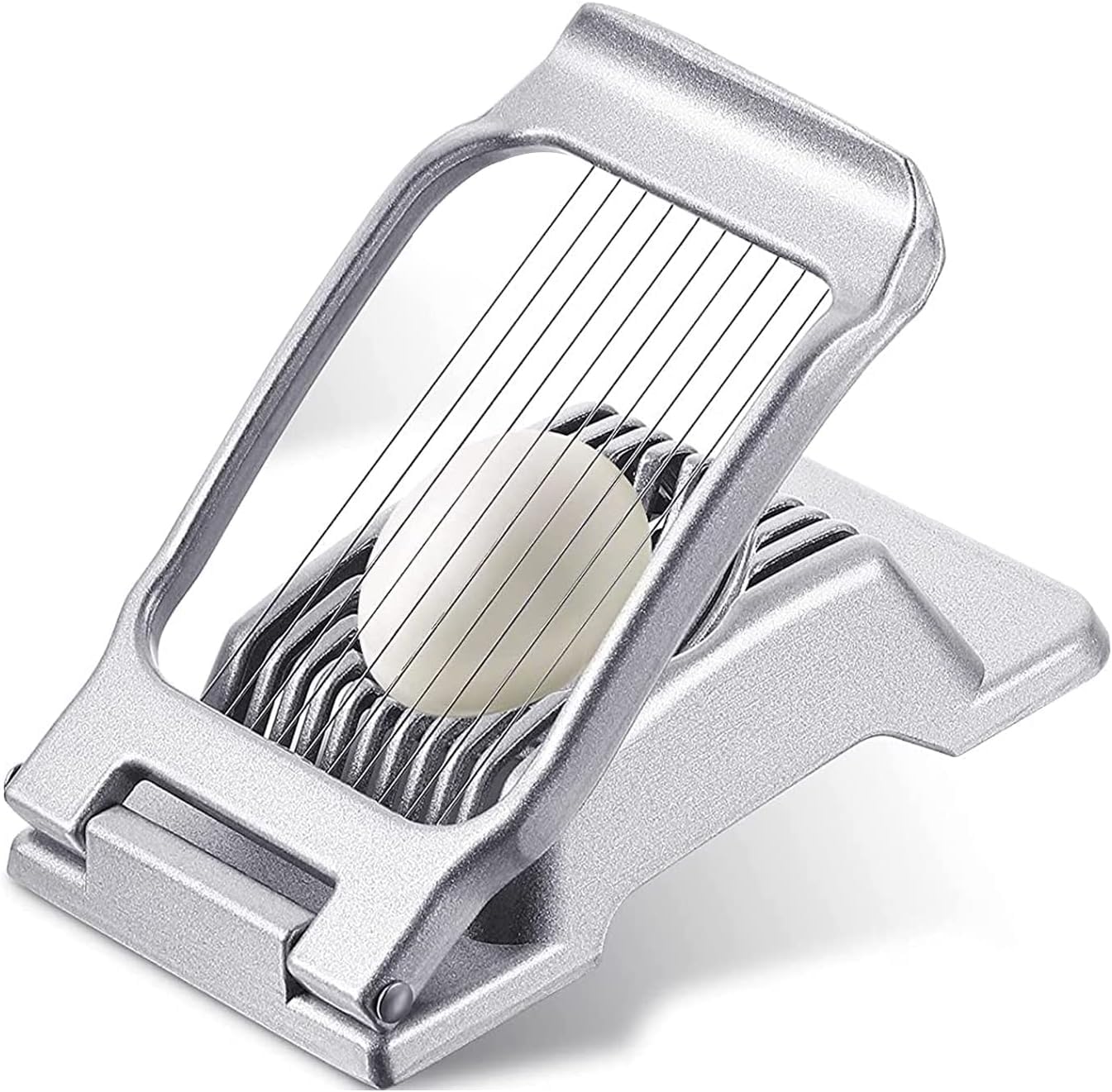 Egg Slicer, Heavy Duty Metal Egg Slicer Cutter for Hard Boiled Eggs, Dishwasher Safe & Easy to Clean, Manual Slicer Made of Stainless Steel for Egg Strawberry Mushroom Soft Fruit, Silver