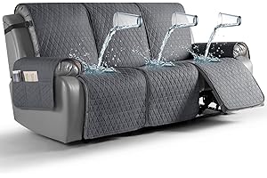 TAOCOCO 100% Waterproof Recliner Cover, Non-Slip Washable Reclining Couch Cover with Elastic Leg Straps, Furniture Protector for Dogs (Dark Gray, 3 Seater)