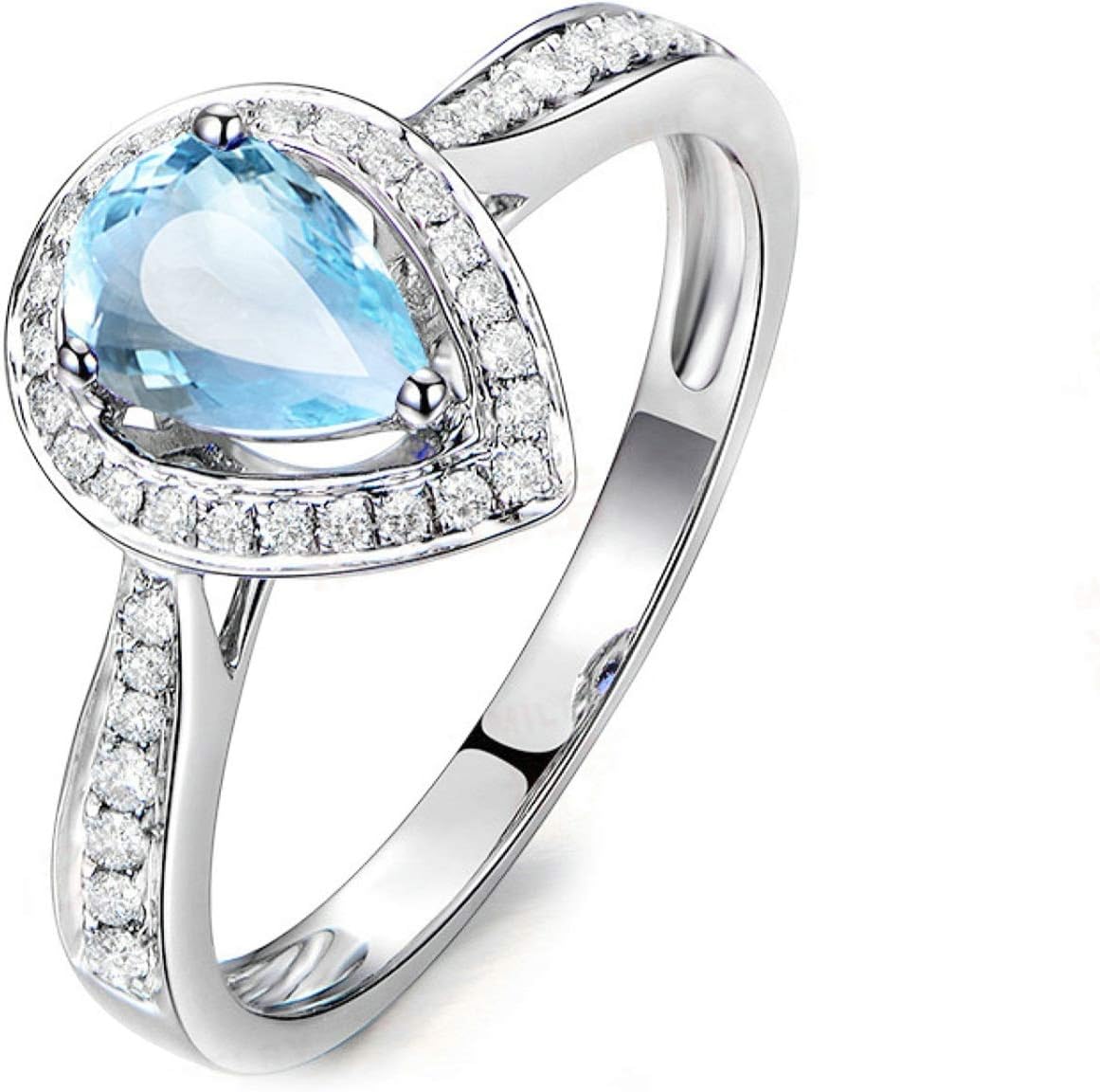 Aokarry - Womens Engagement Ring Sterling Silver Anniversary Rings Blue Created-Topaz December Birthstone