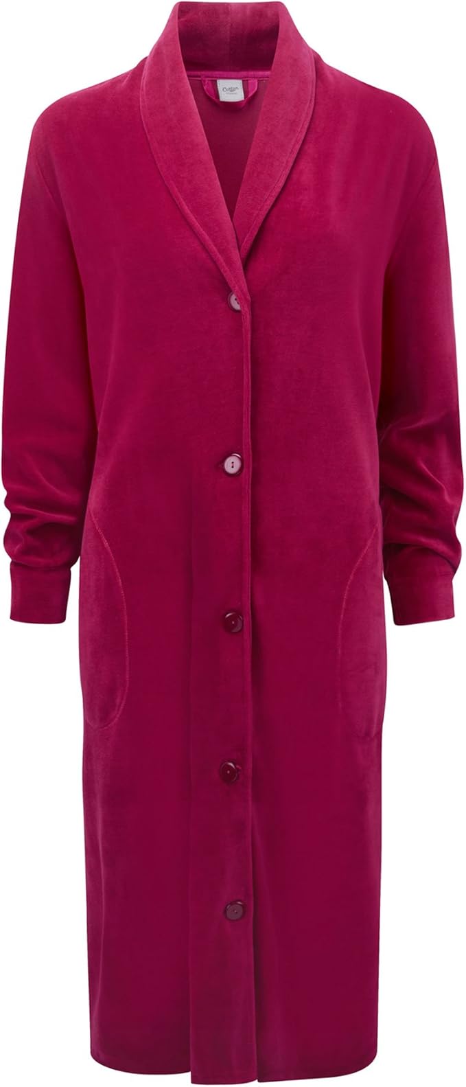 Cotton Traders Womens Ladies Velour Button Through Dressing Gown Long Sleeve Button-Through 26 