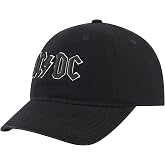 AC/DC Baseball Cap, Black | Embroidered Rock Band Hat, Curved Brim Strapback Cap, Adjustable Closure