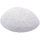 White All Size Hand Made Yarmulke Jewish Kippah Kipa Judaica Yamaka Kippa Yamakah Yarmulka Hat Men Or Kids (16CM 6.2INCH)