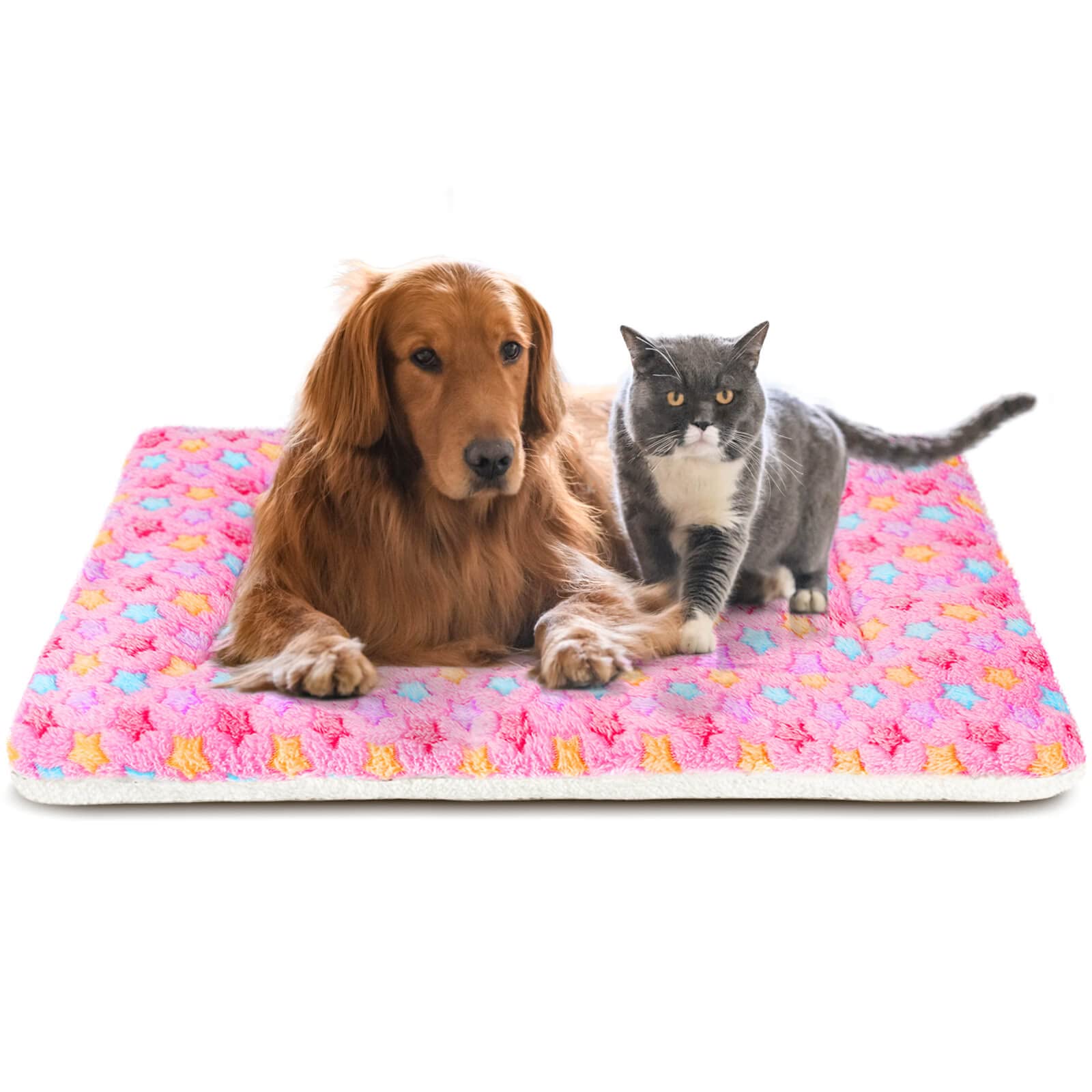 MORA PETS Dog Bed Mat Small Washable Dog Crate Mattress for 42 inch Cage Soft Flat Pet Cushion Bedding Puppy Pillow Blanket for Cats Puppy Dogs Reversible 106x71cm Pink
