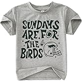 GLIGLITTR Toddler Football Shirt Boy Girl Sundays are for The Birds Football Fans T-Shirt Kids Sports Lover Short Sleeve Tops