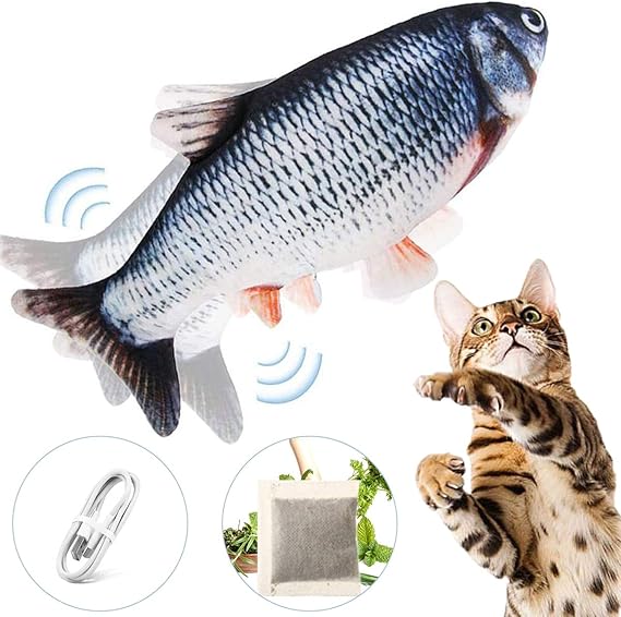Floppy Fish Cat Toy Cat Toys for Indoor Cats, 11" Interactive Catnip
