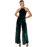Petal & Pup womens Aria Velvet Jumpsuit - Emerald