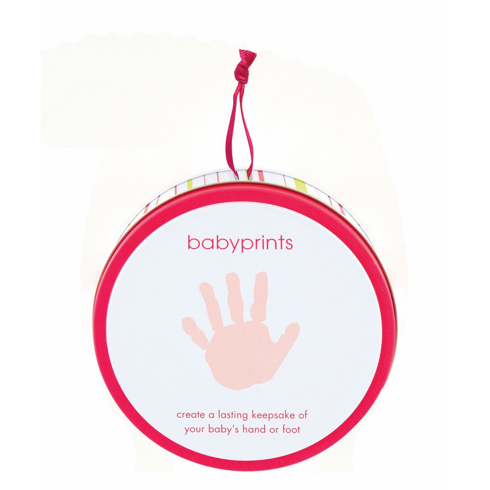 Pearhead Babyprints Newborn Baby Handprint or Footprint Imprint Kit with Keepsake Storage Tin, Pink
