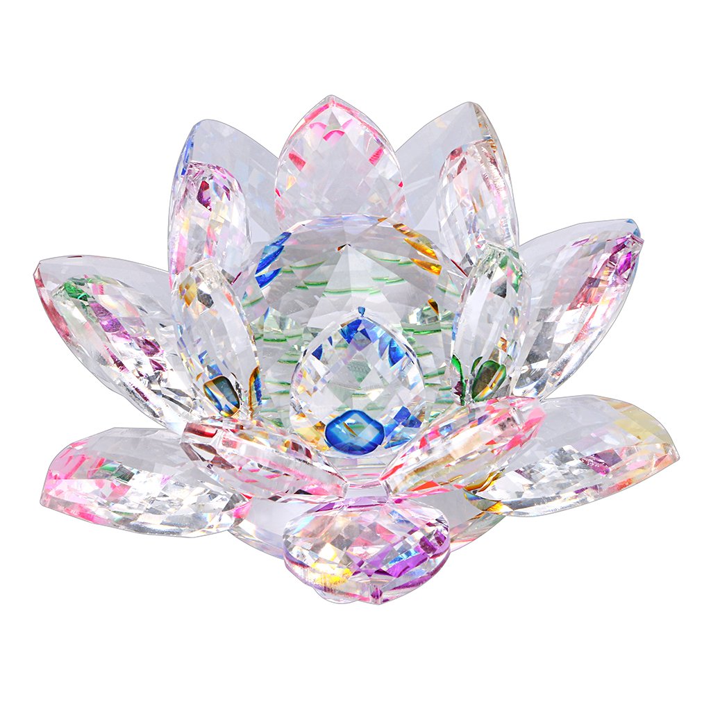 Photo 1 of OwnMy Sparkle Crystal Lotus Flower Hue Reflection Feng Shui Home Decor with Gift Box (3 Inch/ 80MM)