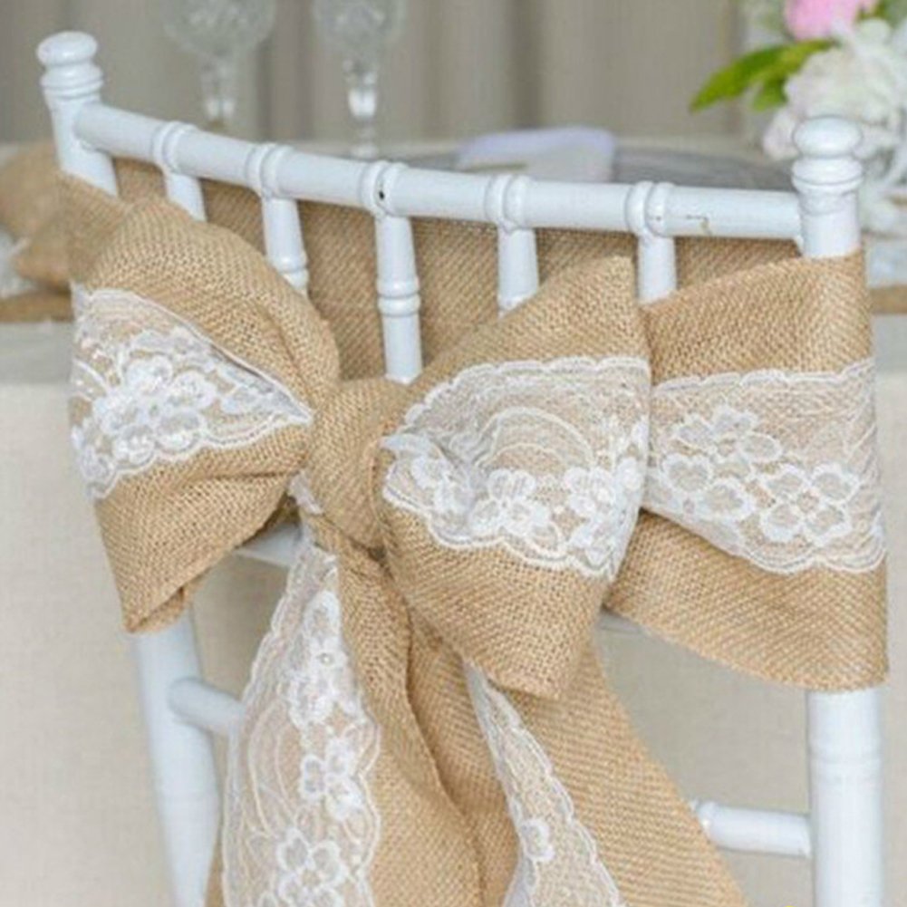 SDGDFXCHN Chaise En Toile De Jute Nœuds/nœuds Sash Pour Mariage Ou