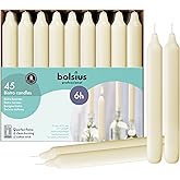 BOLSIUS Ivory Household Candles Bulk Pack 45 Count - Unscented Dripless 7 Inch Dinner Candlesticks - 6+ Hours Burn Time - Premium European Quality - Consistent Smokeless Flame - 100% Cotton Wick