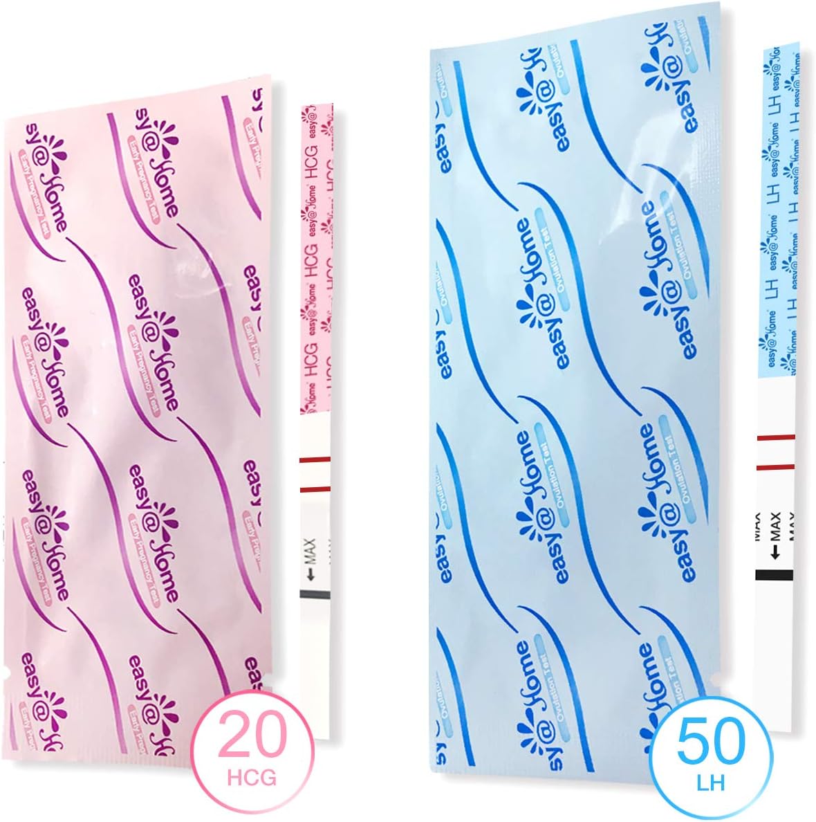 Easy@Home 50 Ovulation Test Strips and 20 Pregnancy Test Strips Combo Kit, (50 LH + 20 HCG): Health & Personal Care