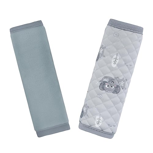INFANZIA Car Seat Strap Covers for Infants Babies, Soft Carseat Shoulder Pads for Kids, Double-Sided Use Seatbelt Cushion Covers for Stroller, Pushchair & High Chair (Gray)