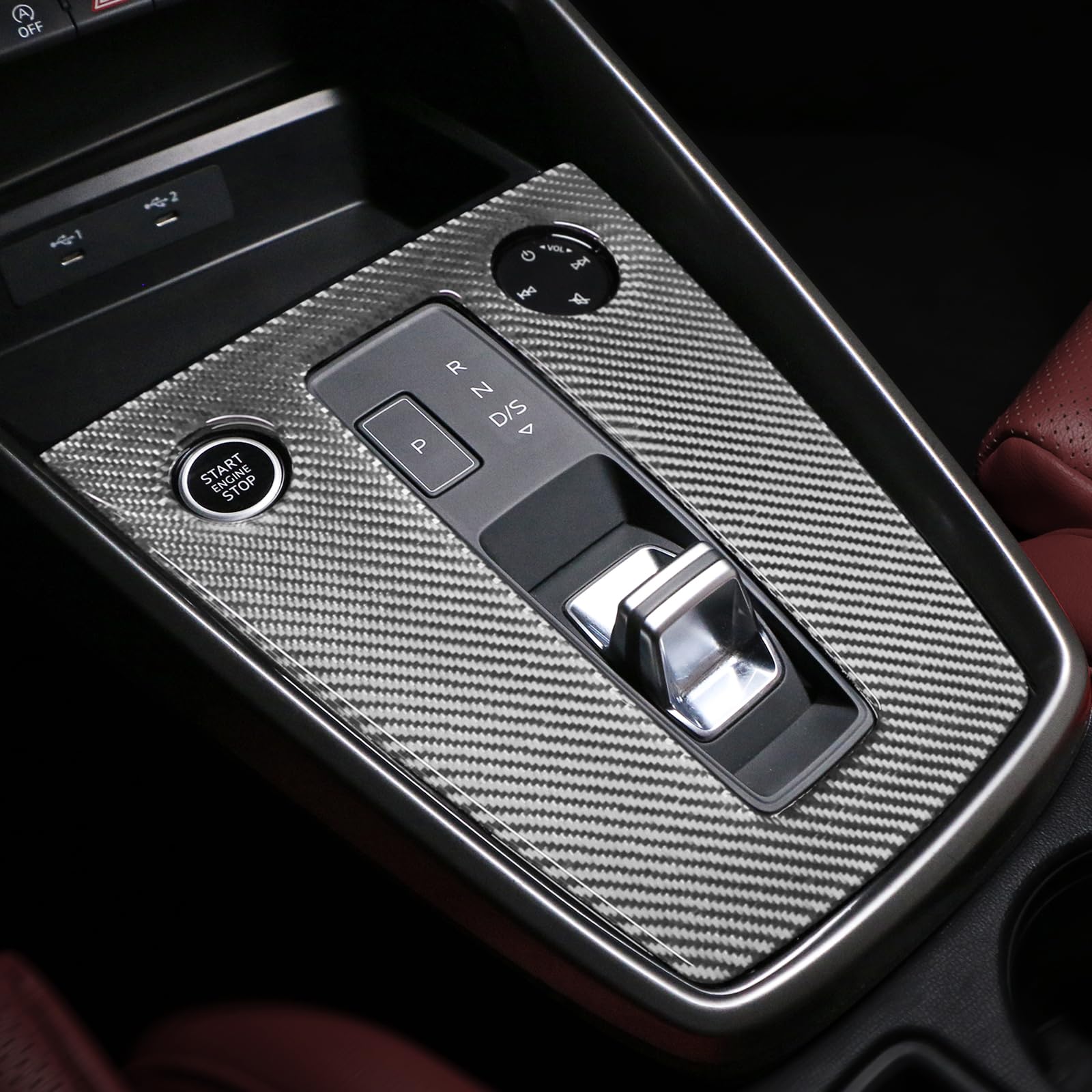 Photo 1 of BETTERHUMZ Car Center Console Gear Shift Panel Cover Compatible with Audi A3 8Y S3 RS3 Sportback 2021-2025 Carbon Fiber Sticker Decor Trim Interior Tuning Accessories (Silver)