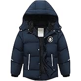 BYLESIN Kids Boy's Waterproof Puffer Cotton Jacket Warm Fleece Lined Down Coat Thick Hooded Winter Coat