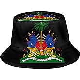 Funny Haiti Haitian Flag Bucket Hats Fashion Sun Cap Packable Outdoor Haitian Fisherman Hat for Unisex Women Men