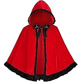 Spooktacular Creations Halloween Red Riding Hood Cape for Adult Women,Short Riding Hooded Cloak for Halloween Costume Cosplay