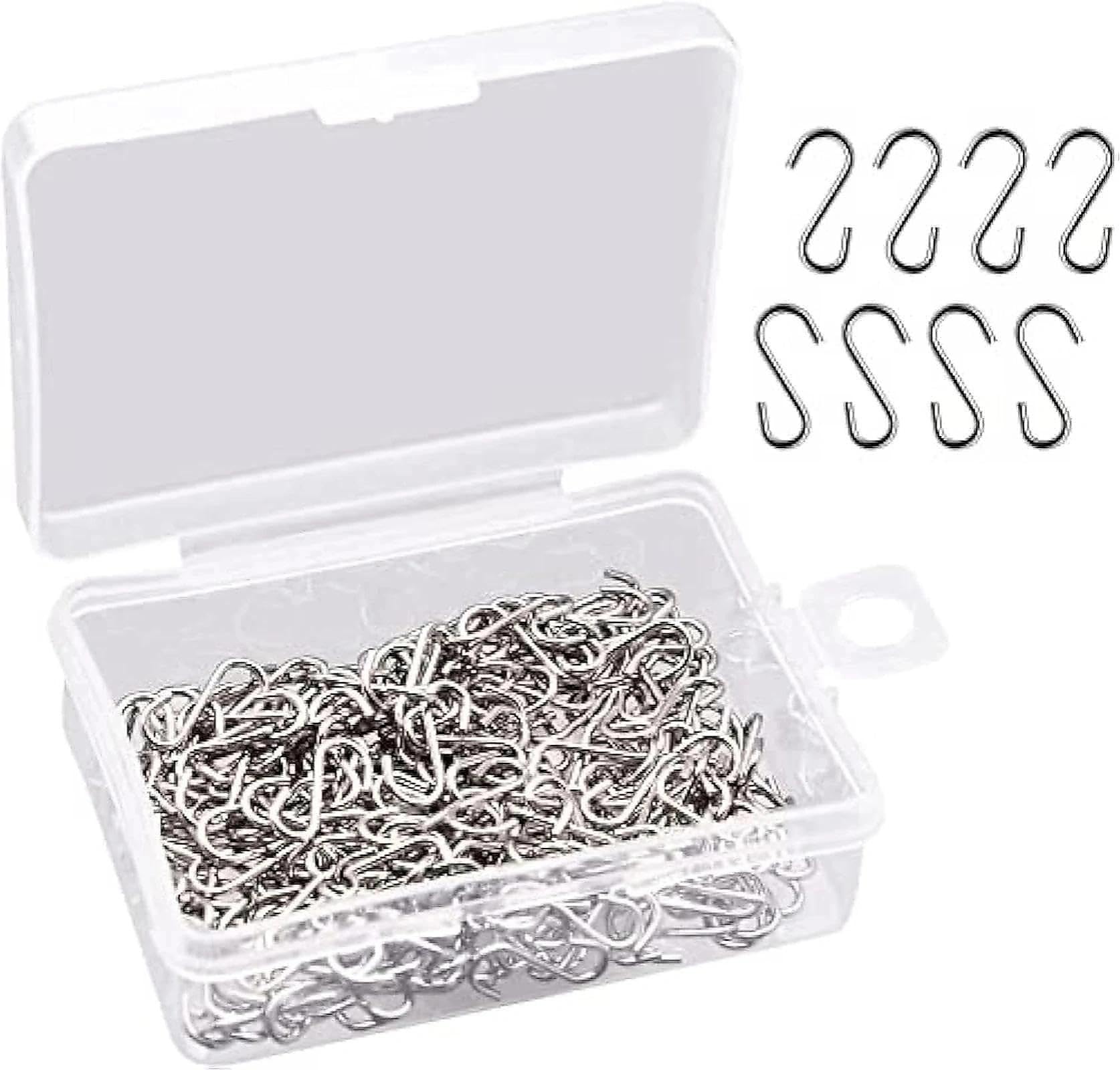 LbsAMP 200Pcs Mini S Hook Connectors Small S Shaped Metal Hanging Hooks Storage Box Hangings with Hooks for DIY Crafts Jewelry Key Chain (14mm × 6mm)