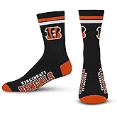 FBF - Official NFL 2 Stripe Adult Team Logo & Colors Crew Dress Socks Footwear for Men and Women Game Day Apparel