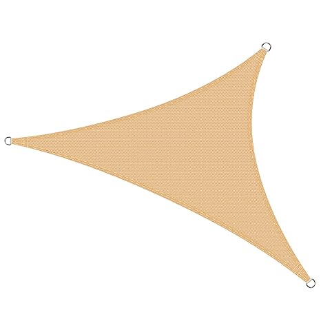 Cool Area Sonnensegel Dreieck 5 x 5 x 5 Meter, Sonnenschutz HDPE wetterbeständig für Garten und Balkon, Sand