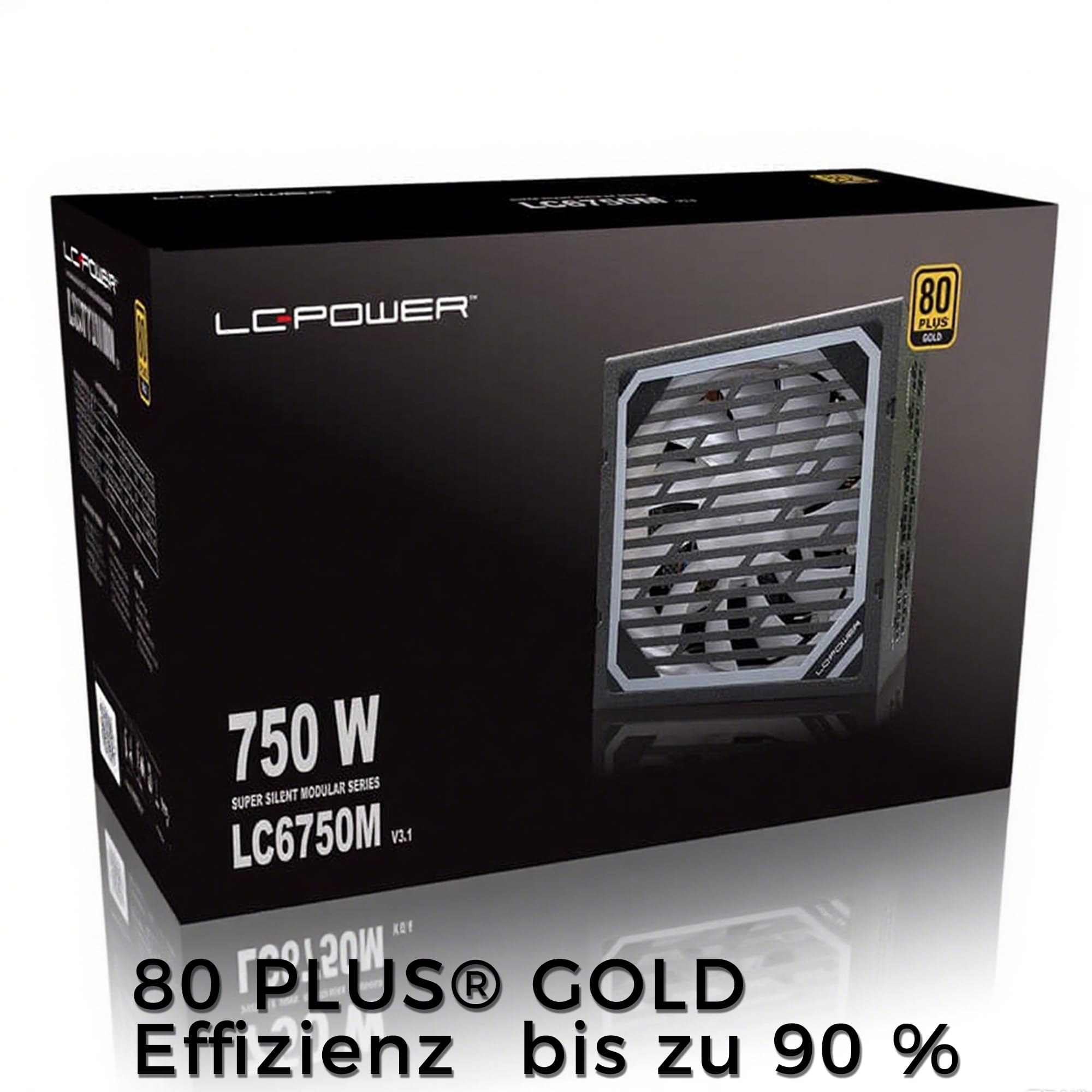 LC-POWER Netzteil PC 750W ATX 3.1 PCIE 5.1, Super Silent Modular PSU, 80 Plus Gold, 750 Watt PC-Netzteile mit 135mm Lüfter, 5-fache Sicherheitsschutz, Schwarz für Gaming & Arbeitsstationen 2