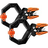 VANQUISH 2-Pack 4 Inch Quick-Release Ratcheting Wood Clamps for Woodworking, Professional Hand Clamps, Ergonomic Handles, 55 LBS Clamping Force, 3608-2