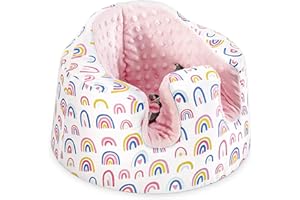SHEKAKO Seat Cover fit for Baby Seat, Baby Floor Seat Cover for Boys and Girls, Anti-Slip Comfortable Seat Cover, Baby Seat Protector Accessory, Easy to Install & Remove (Pink Rainbow Plus Velvet)