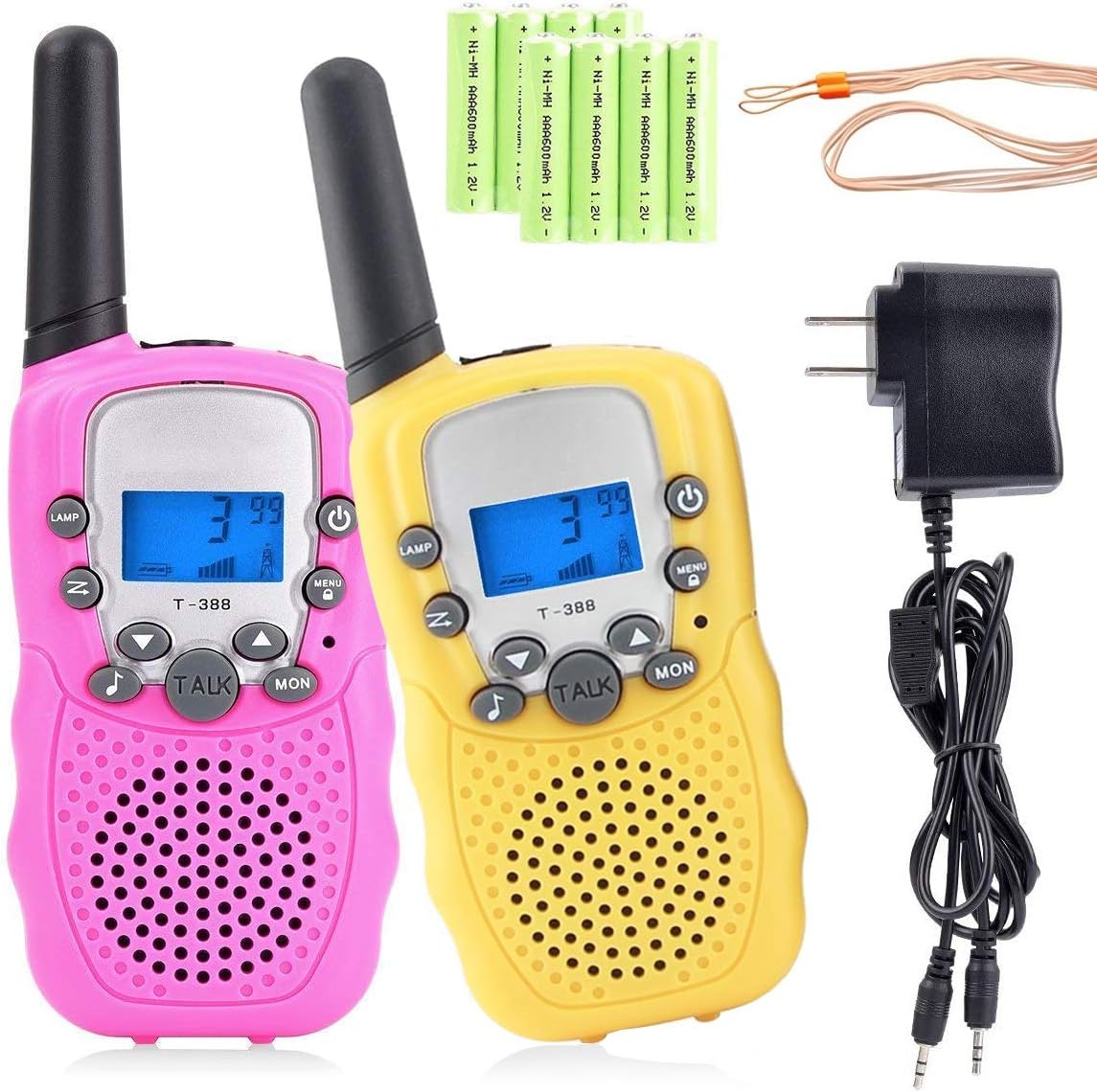 Kids Walkie Talkies Rechargeable Batteries 2 Way Radio (Yellow+Pink)