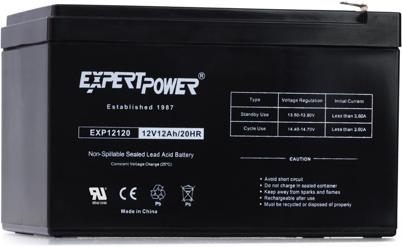 ExpertPower 12V 12AH Sealed Lead Acid (SLA) || LW-6FM12S, LHR12-12, HR1251W, GPS12-12F2 and BP12-12 Replacement Battery Black EXP1212: Electronics