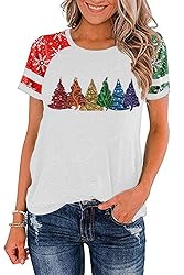 Ovazly Christmas Shirt for Women Raglan Sleeve