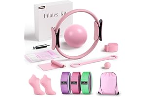 Pilates kit for Women Home Workout, Pilates Equipment Ring and Ball Set with 3 Fabric Resistance Bands, Massage Ball, Pilates