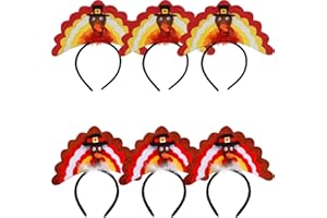 Cotiny 6 Pack Thanksgiving Turkey Headbands Funny Turkey Headband for Adult Children Thanksgiving Day Costume Party Decoration