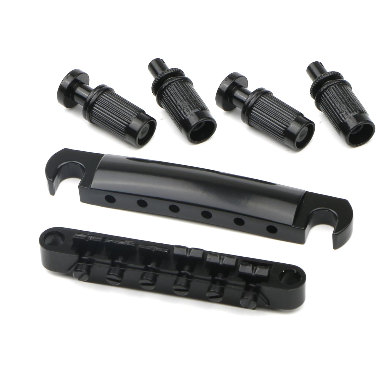 A Set of Roller Saddle Black Tune-O-Matic Bridge Tailpiece Studs for LP Electric Guitar Replacement Parts