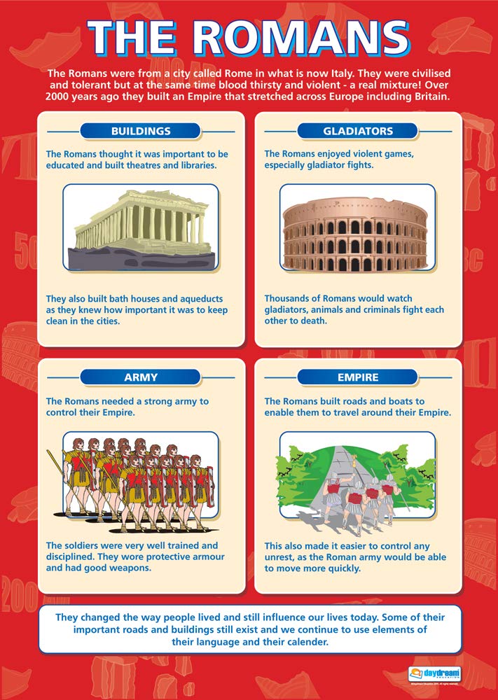 Daydream Education The Romans | History Posters | Gloss Paper measuring 850mm x 594mm (A1) | History Classroom Posters | Education Charts