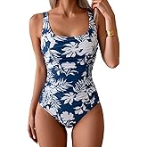 Aidonger Women's One Piece Ruched Tummy Control Bathing Suit Slimming Swimsuit Full Coverage Swim Suit Curvy Swimwear