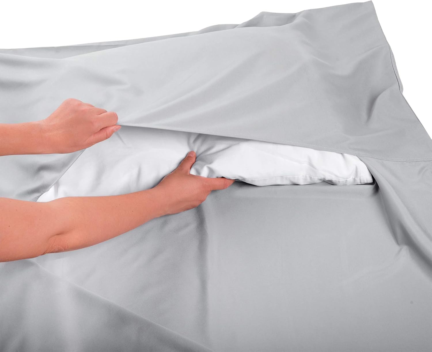 The Friendly Swede Sleeping Bag Liner - Travel and Camping Sheet, Pocket-Size, Ultra Lightweight, Silky Smooth (Grey with Zipper) : Sports & Outdoors
