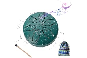 YAVOZOKL Rain Drum for Outside,Mini Rain Chime Drum,3 Inches 6 Notes Steel Tongue Drum for Outdoor,Waterproof Rain Drum for Garden Instrument,Chakra Drum for Camping,Yoga,Meditation,Rain Drum for Shower(Green)